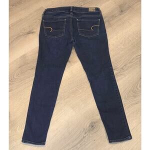 American Eagle Womens Jeggings Dark Blue Wash Low Rise Skinny Size 2 Short